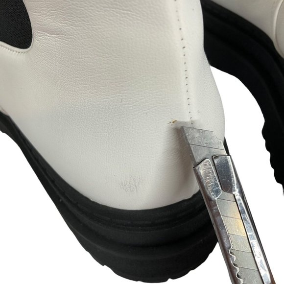 Good American Boots Women Sz 11 Chelsea White Leather GA036V-X $349 Nib - Picture 7 of 12